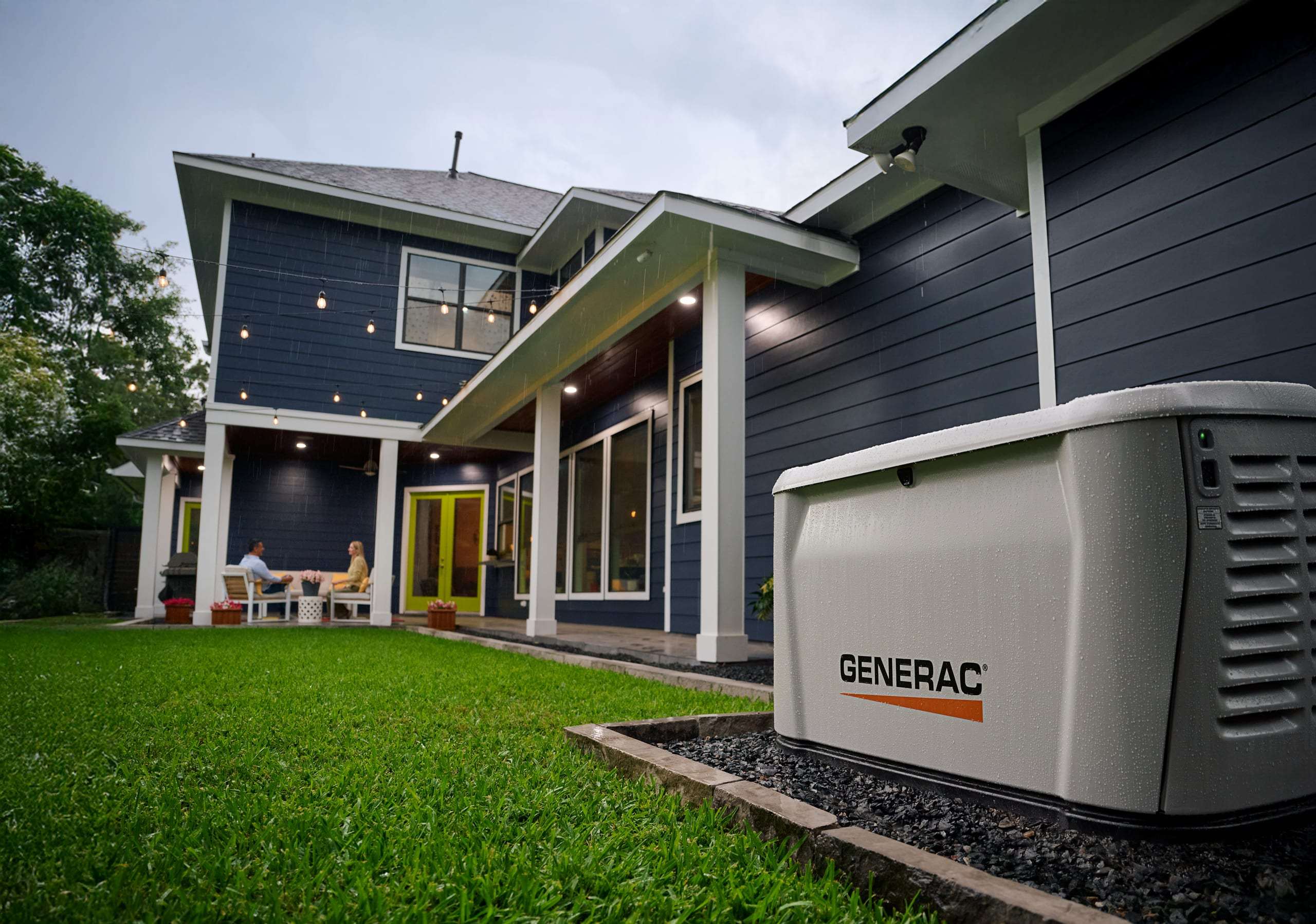 A Generac standby generator installed beside a Houston-area home